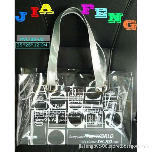 Leisure and Practical,Clear PVC Tote Bag with Shoulder Length Handle